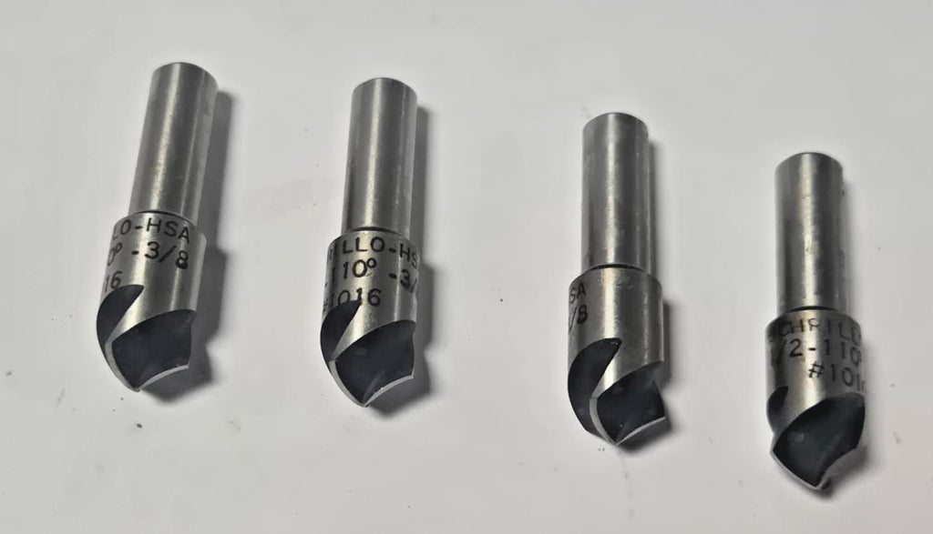 Schrillo 1/2 High Speed Steel 110 Degree 3/8 Countersink #1016 USA Lot of 4