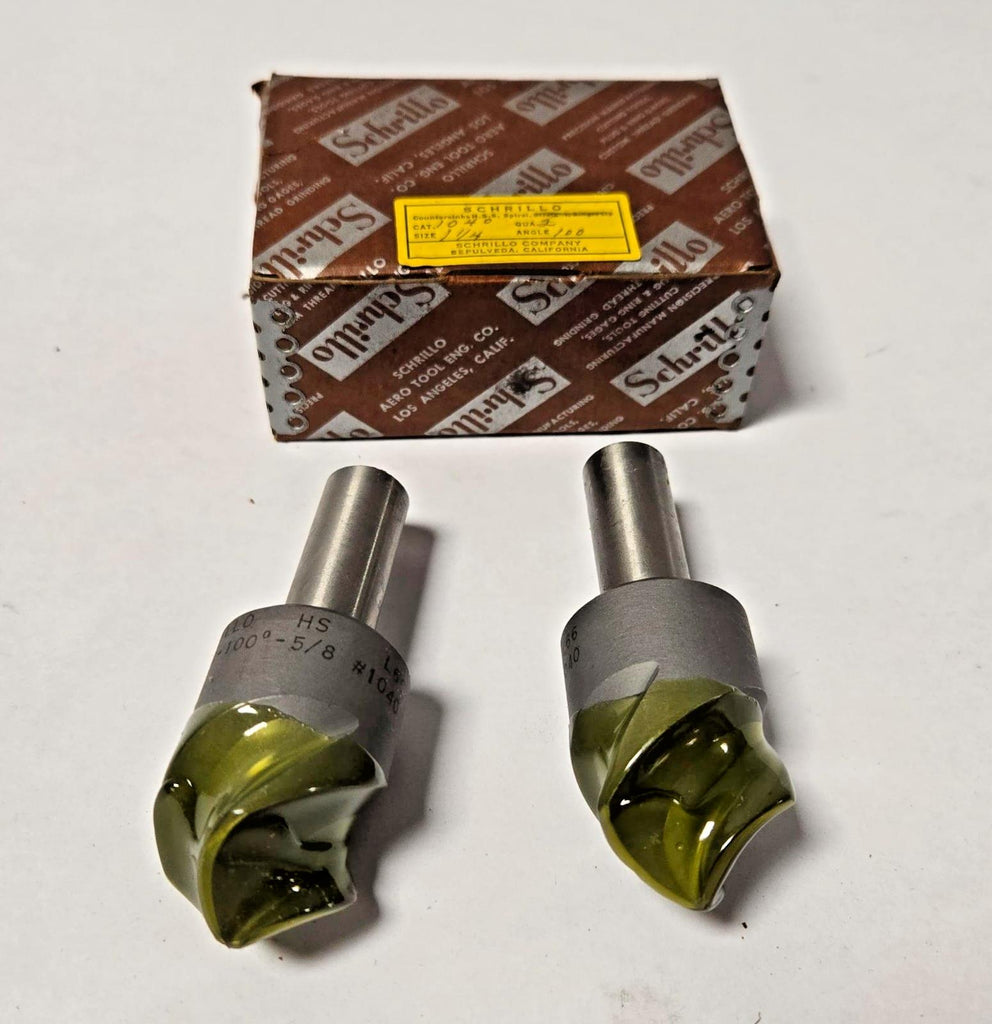 Schrillo 1-1/4" High Speed Steel Countersink 100 Degree 5/8 #1040 USA Lot of 2