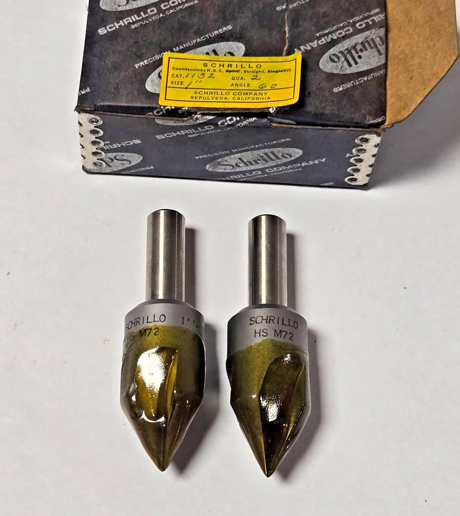 Schrillo 1" High Speed Steel Countersink 60 Degree #1132 USA Lot of 2