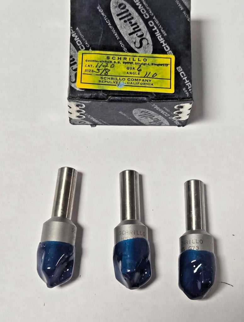 Schrillo 5/8" High Speed Steel Countersink 110 Degree #1120 USA Lot of 3