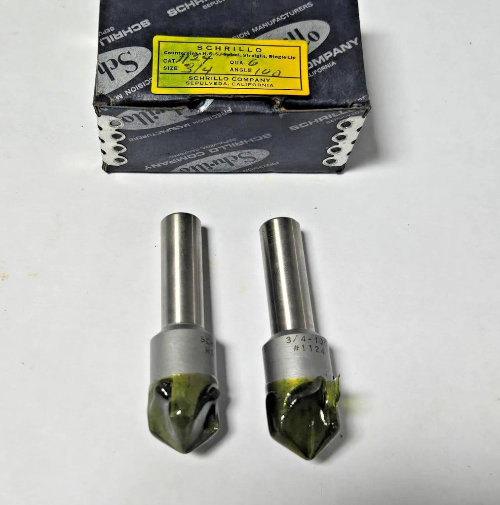 Schrillo 3/4" High Speed Steel Countersink 100 Degree #1124 USA Lot of 2