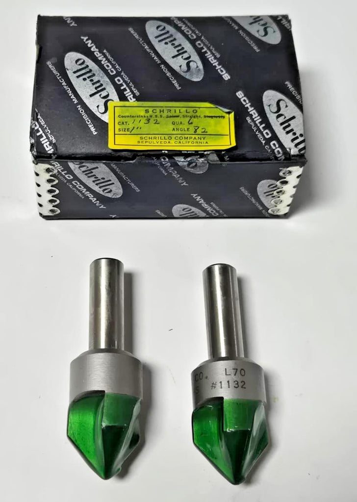 Schrillo 1" - 82 High Speed Steel Countersink #1132 USA Lot of 2 New