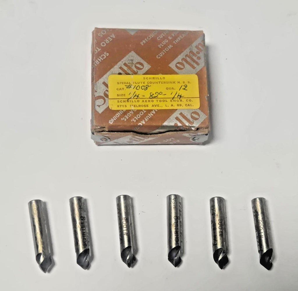 Schrillo 1/4" High Speed Steel Countersink 82 Degree #1008 USA Lot of 6