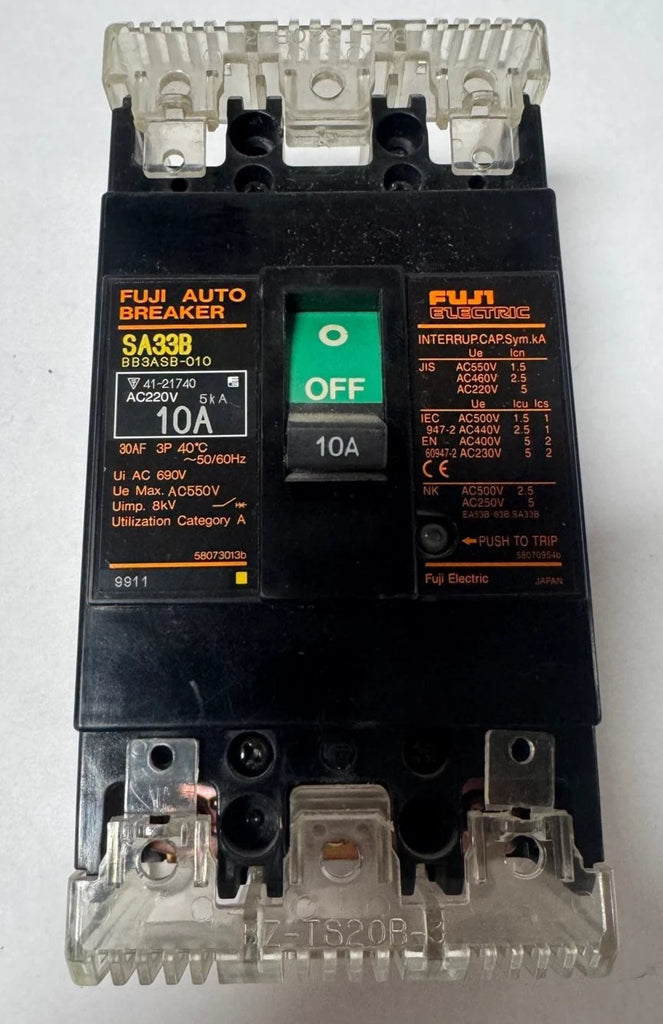 Fuji Electric SA33B BB3ASB-010 10 Amp 3 Pole Circuit Breaker
