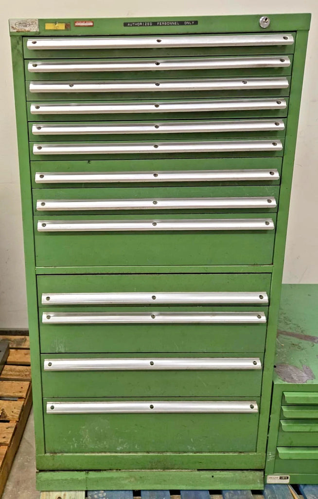 Deluxe Lista Cabinet 13 Drawer Industrial Tool Parts Storage 28 x 28 x 54 No Key