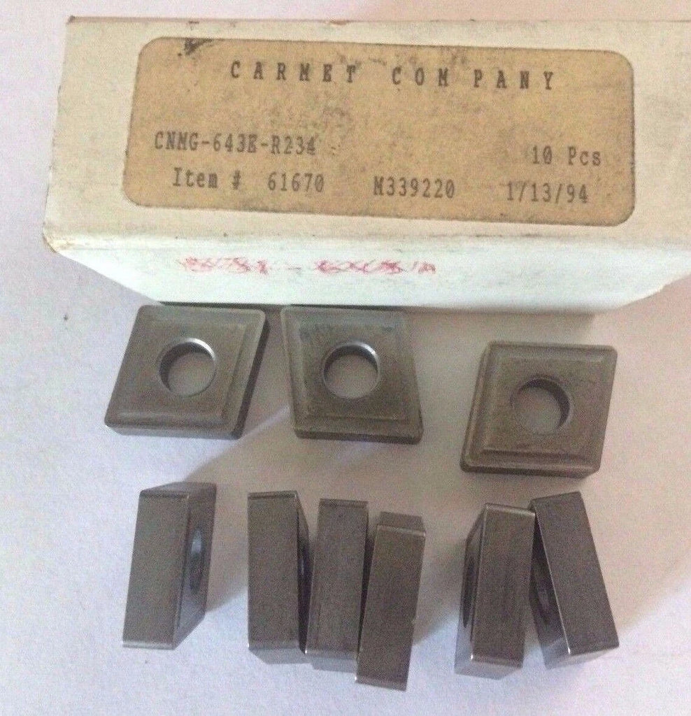9 Pcs CARMET COMPANY CNMG 643E R23A 61670 Lathe Mill Carbide Inserts Tools New