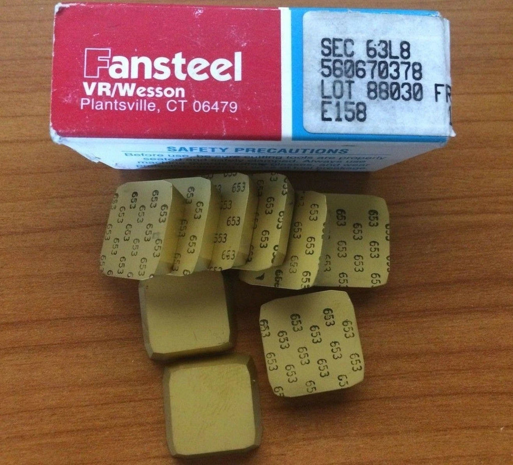 9 Pcs FANSTEEL SEC 63L8 E158 653 560670378 Lathe Mill Carbide Inserts Gold New