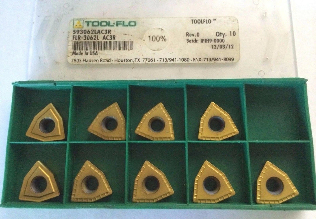9 Pcs Tool Flo FLR 3062L AC3R 593062LAC3R Carbide Inserts Lathe Turning Tools