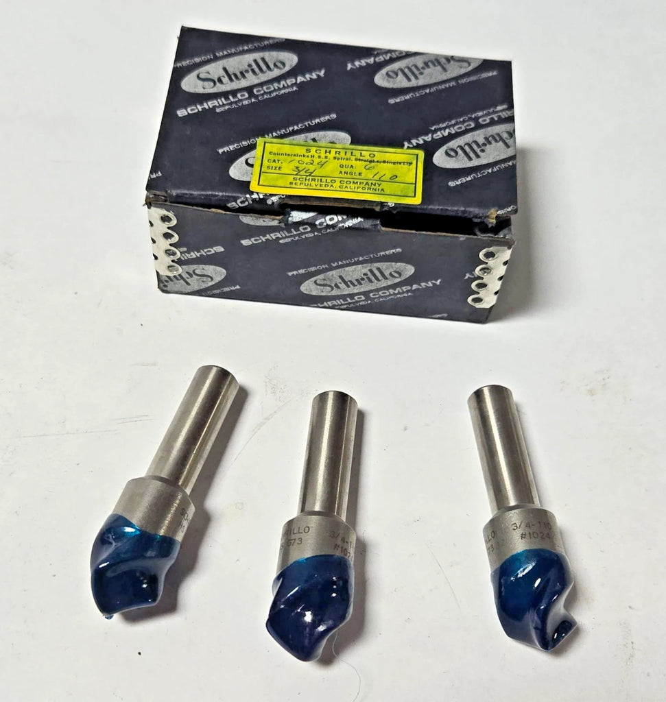 Schrillo 3/4-110 High Speed Steel Countersink #1024 USA Lot of 3
