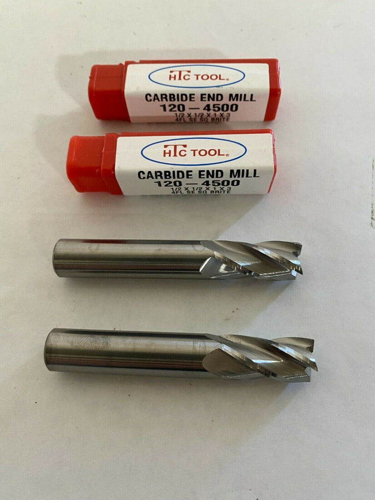 Lot of 2 Brand New HTC Solid Carbide End Mill 1/2