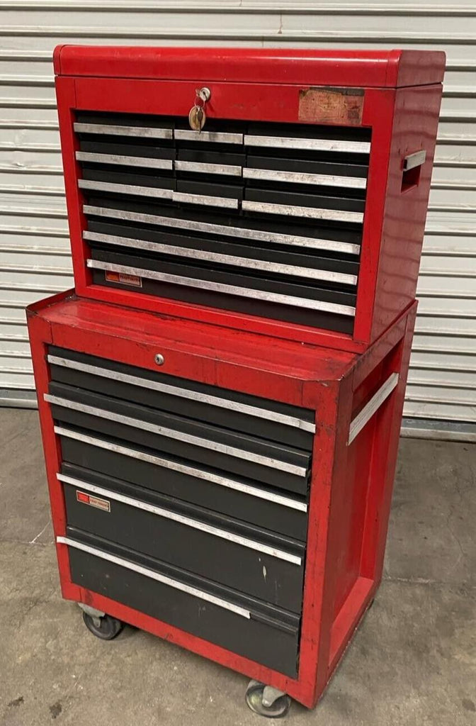 Sears CRAFTSMAN 17 Drawers Rolling Cart Cabinet Tool Box Chest Very Nice Wheels