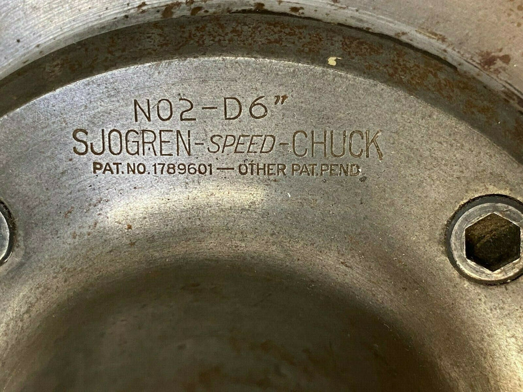 Hardinge Sjogren Speed Chuck No2 D1-6 No. 2 Speed 2J Collet Chuck Adapter Lathe