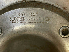 Hardinge Sjogren Speed Chuck No2 D1-6 No. 2 Speed 2J Collet Chuck Adapter Lathe