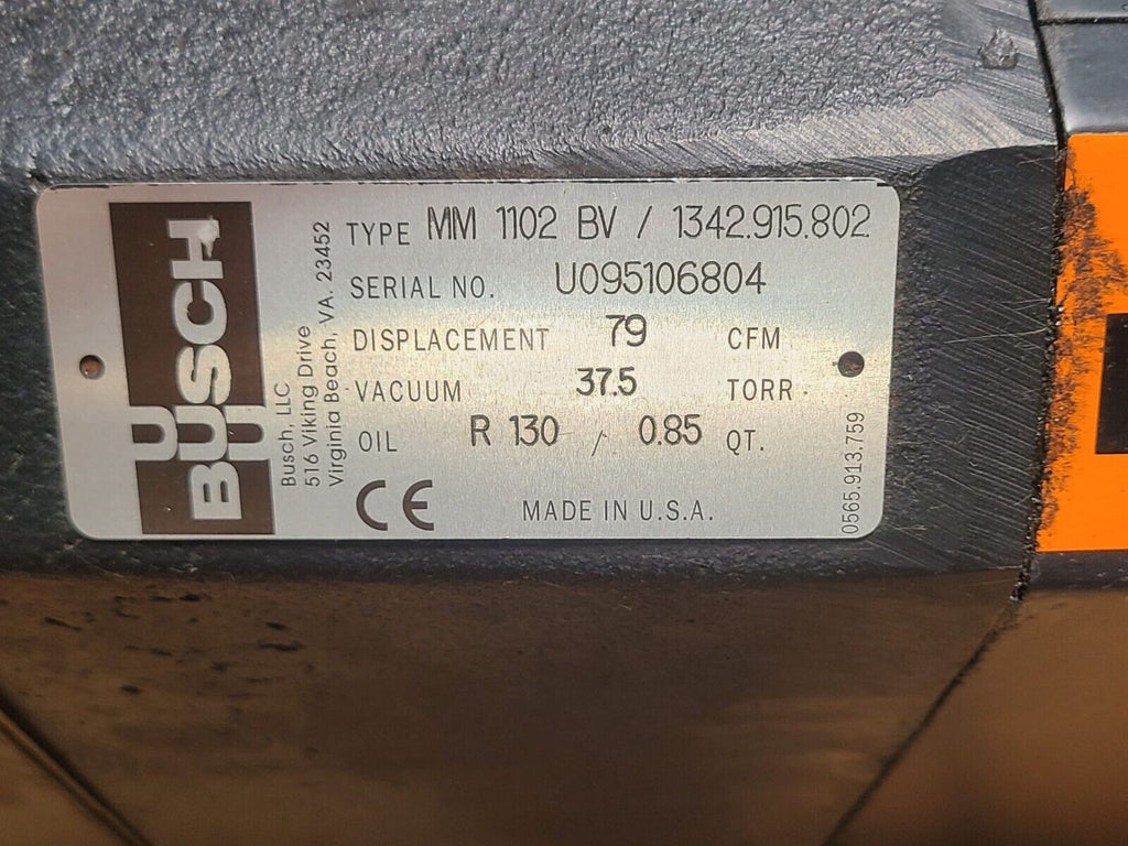 Busch MINK MM 1102 BV Vacuum Pump 79 CFM 37.5 Torr Needs Repair