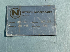 NETZSCH Model LME 50 Horizontal Grinding Media Mill 50 Liter Local Pickup