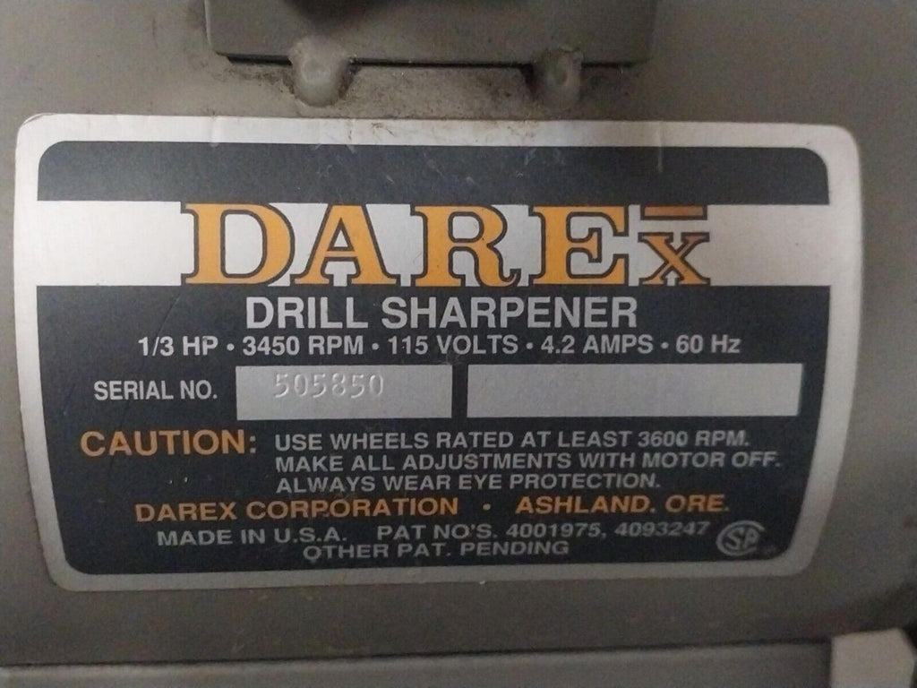 Darex Drill Bit Grinder Sharpener, 1/3 HP, 3450 RPM, 115 V