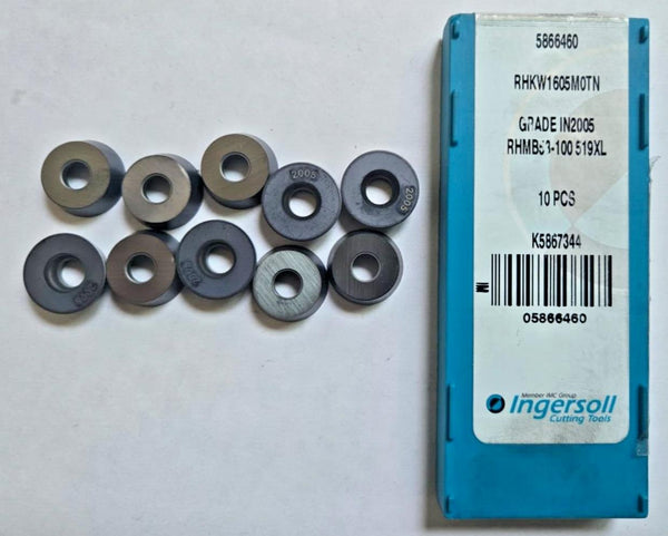 10 Pcs Ingersoll Cutting Tools RHKW1605M0TN IN2005 Milling Lathe Carbide Inserts