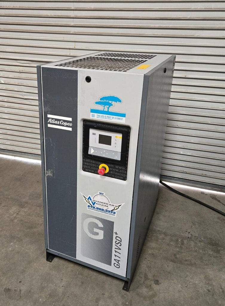 2015 Atlas Copco GA11VSD+ Rotary Screw Air Compressor 15HP With FX5 Dryer & Tank Local Pickup