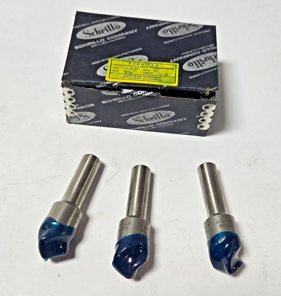 Schrillo 3/4-110 High Speed Steel Countersink #1024 USA Lot of 3