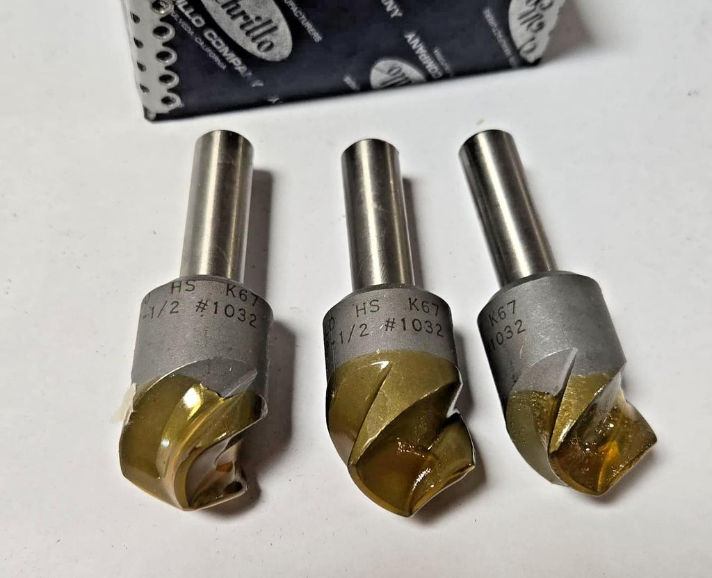 Schrillo 1" High Speed Steel Countersink 120 Degree 1/2 #1032 USA Lot of 3