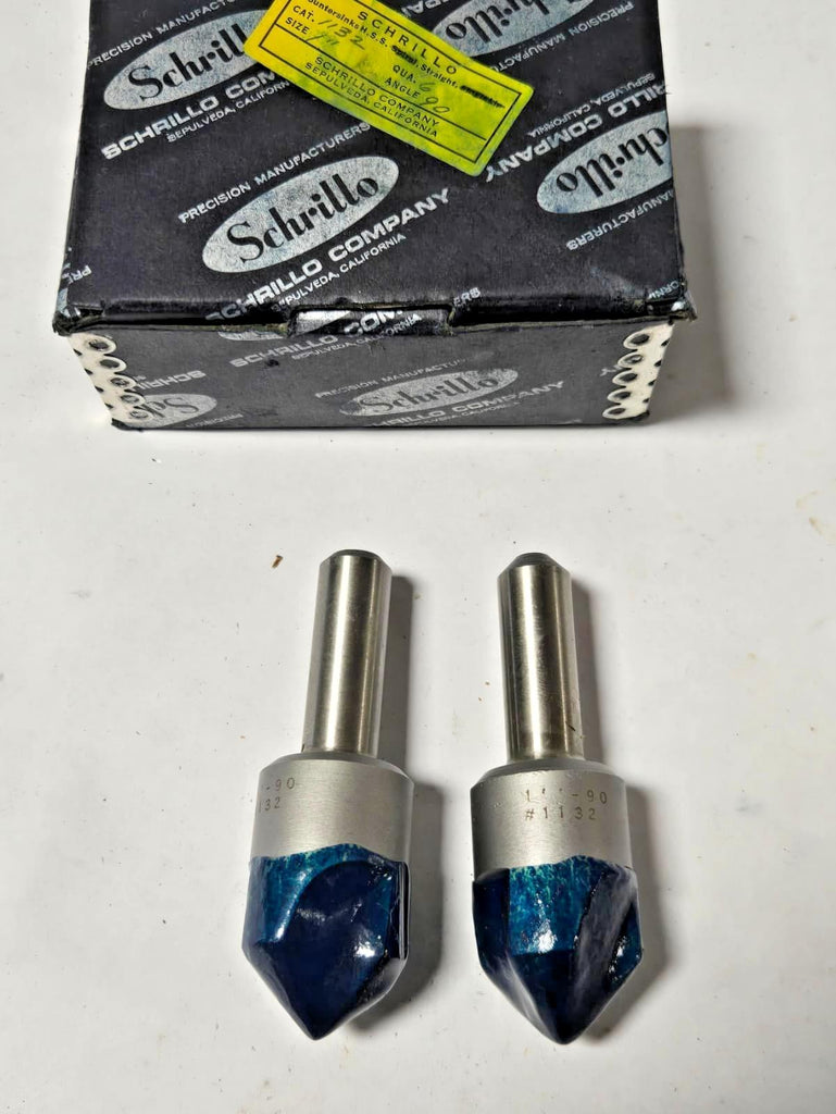 Schrillo 1" High Speed Steel Countersink 90 Degree #1132 USA Lot of 2