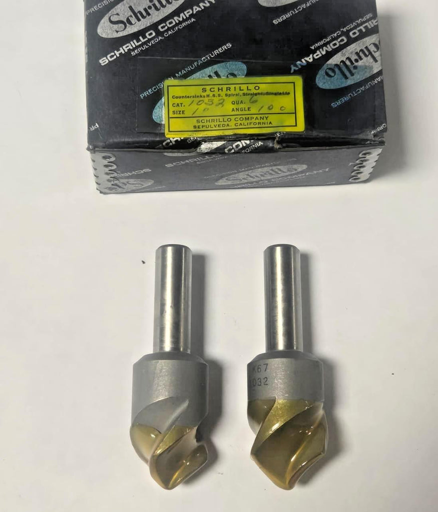 Schrillo 1" High Speed Steel Countersink 100 Degree #1032 1/2 USA Lot of 2