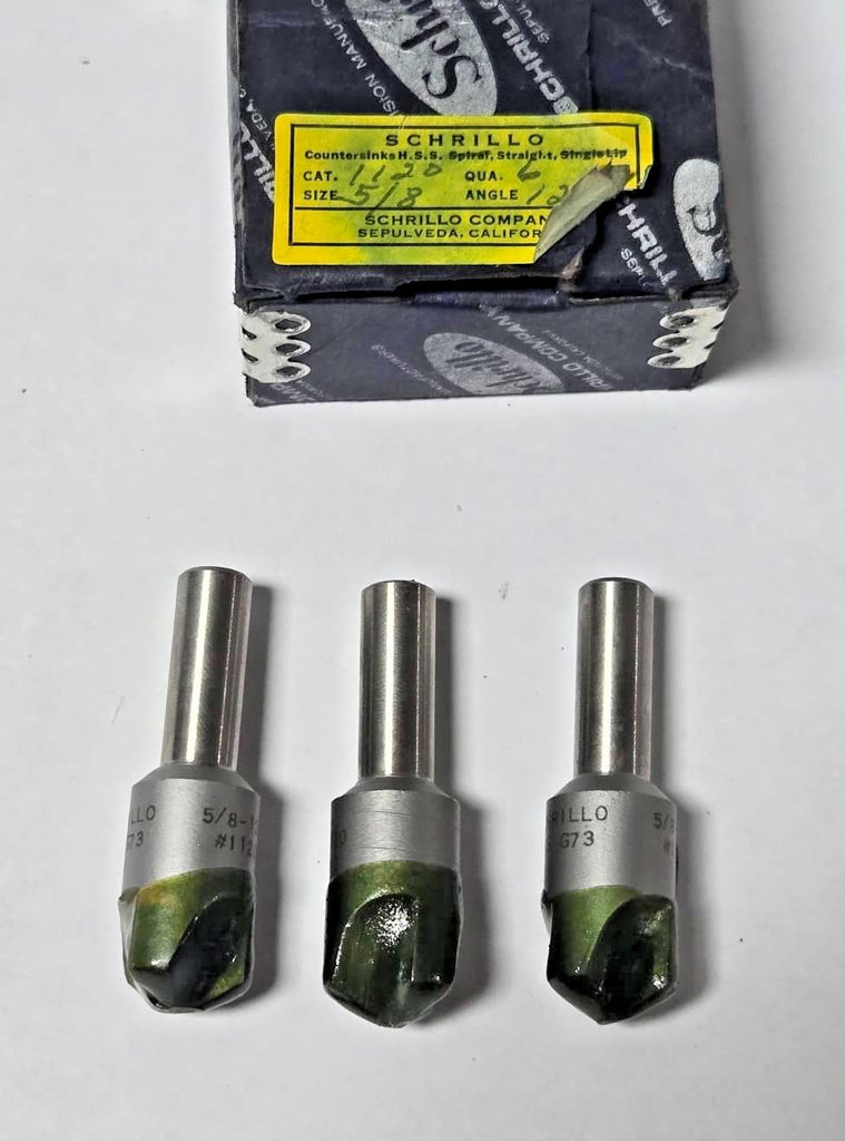 Schrillo 5/8" High Speed Steel Countersink 120 Degree #1120 USA Lot of 3