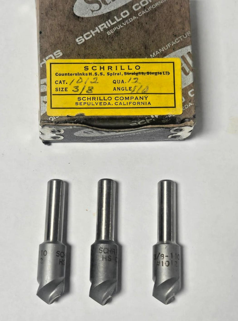 Schrillo 3/8" High Speed Steel Countersink 110 Degree #1012 USA Lot of 3