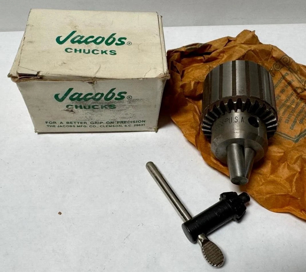 JACOBS Chuck No 32 CHUCK 0-3/8 CAP Mount Drill Chuck USA 2 Morse Taper Key
