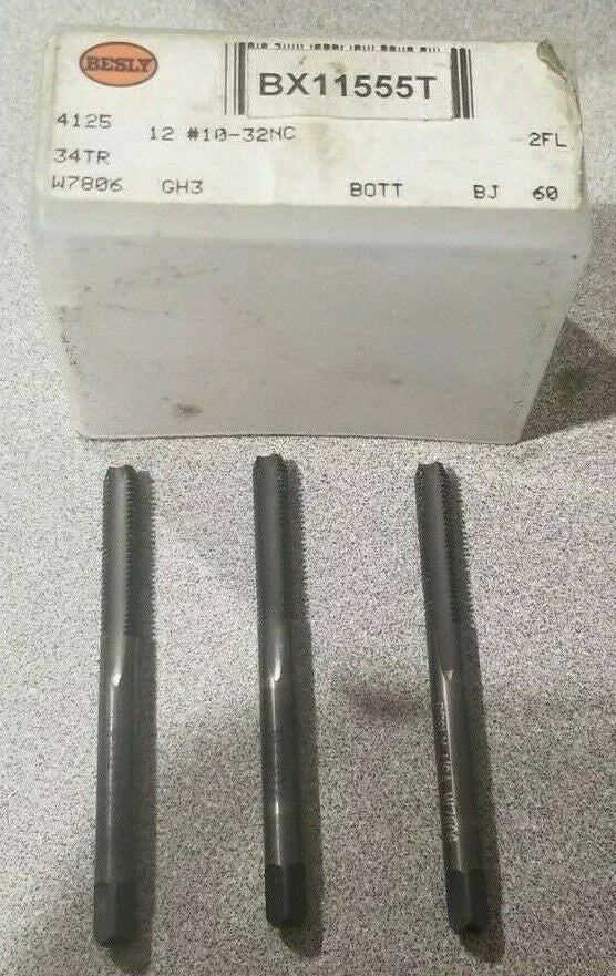 Lot of 3 Besly Tap 10-32 NC 4125 GH3 2 FL BOTT W7806 HS Made in USA