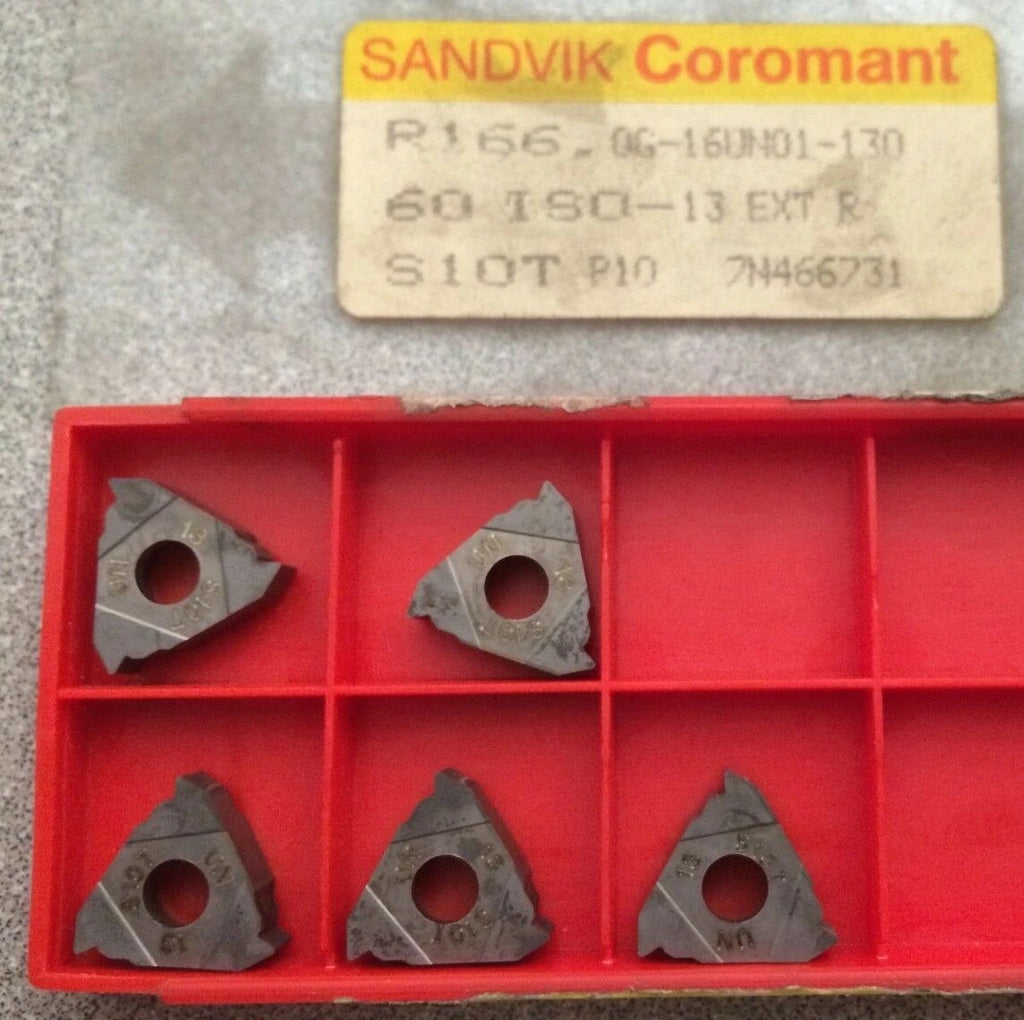 SANDVIK Coromant R166 0G 60 ISO-13 S10T P10 Threading Lathe Carbide Inserts 5Pcs