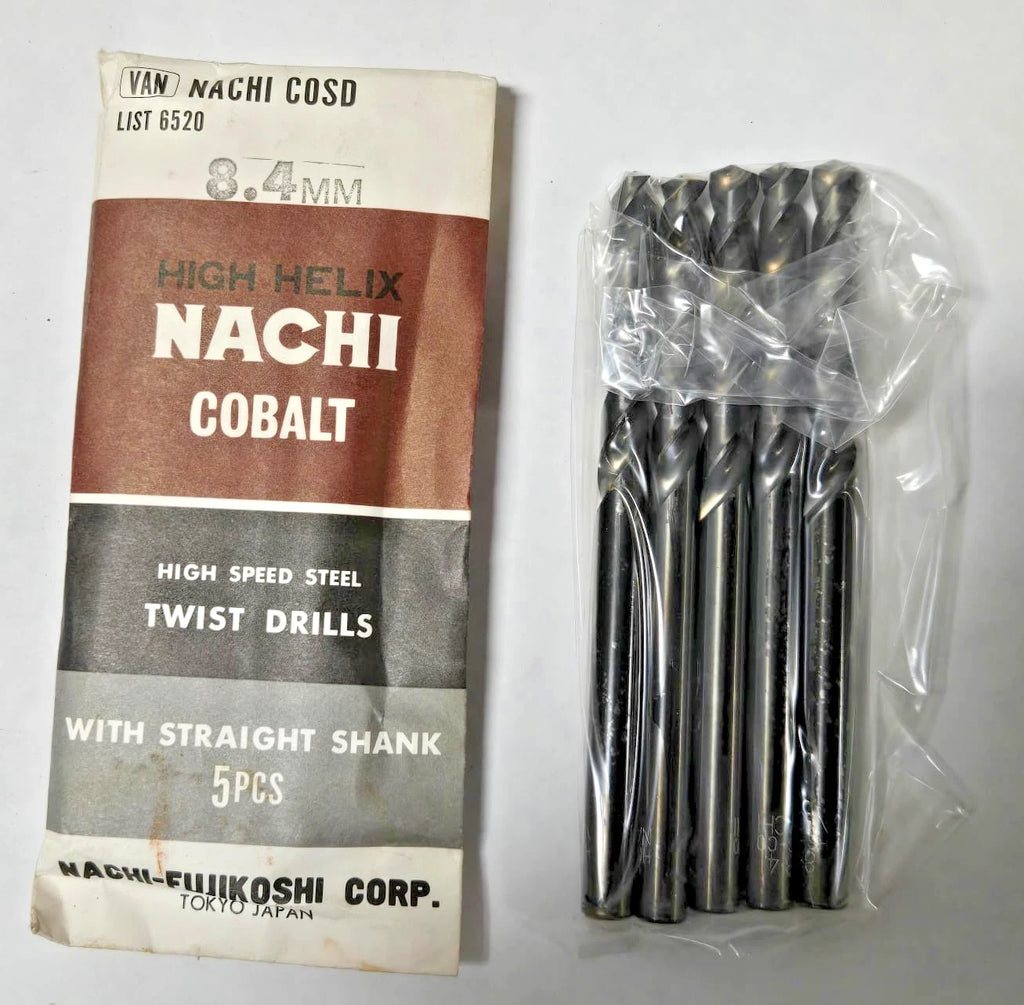 8.4mm High Helix Nachi Cobalt HSS Straight Shank Twist Drills 5 pcs
