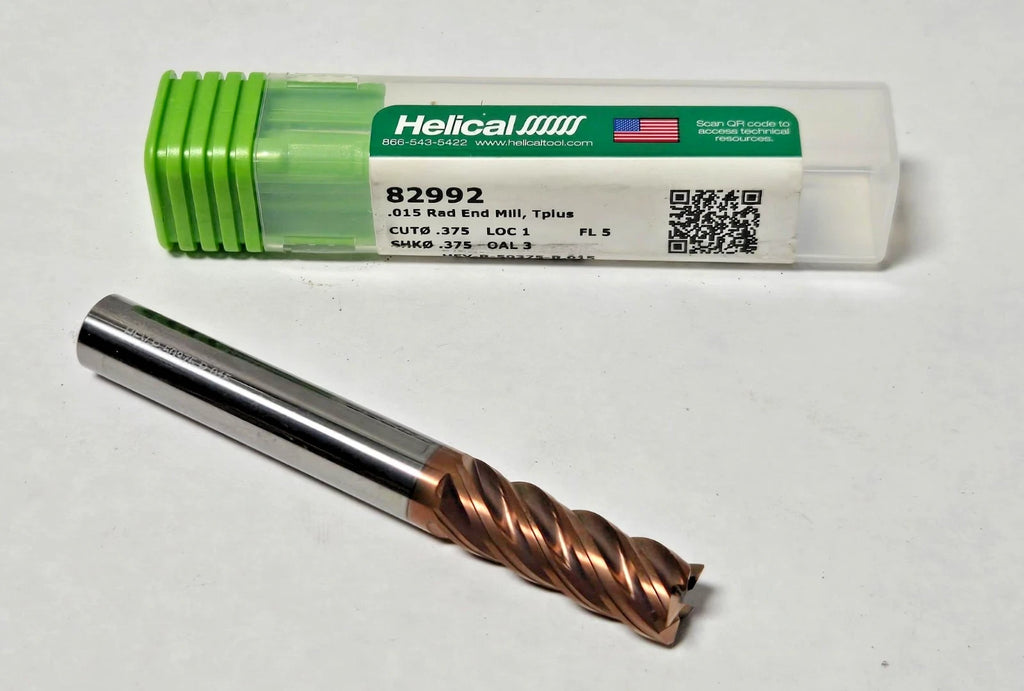 Helical Tool 82992 5 Flute Carbide End Mill HEV-R-50375-R.015 3/8" x 1" LOC x 3"
