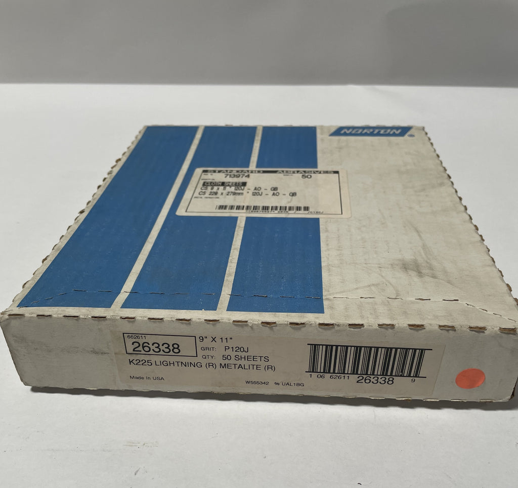 Norton K225 Lightning Metalite Cloth Sheets 9x11 P120J Grit 50ct 26338