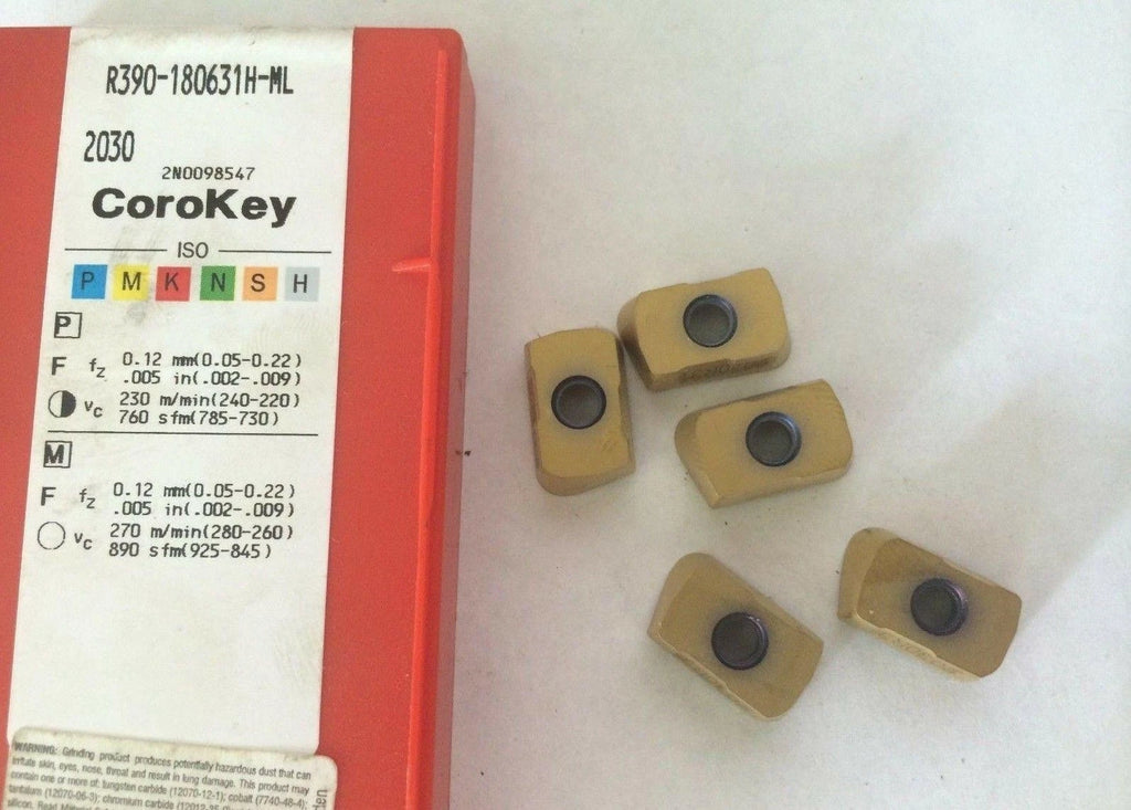 5 Pcs SANDVIK Coromant R390 180631H ML 2030 Lathe Mill Carbide Inserts Gold Tool