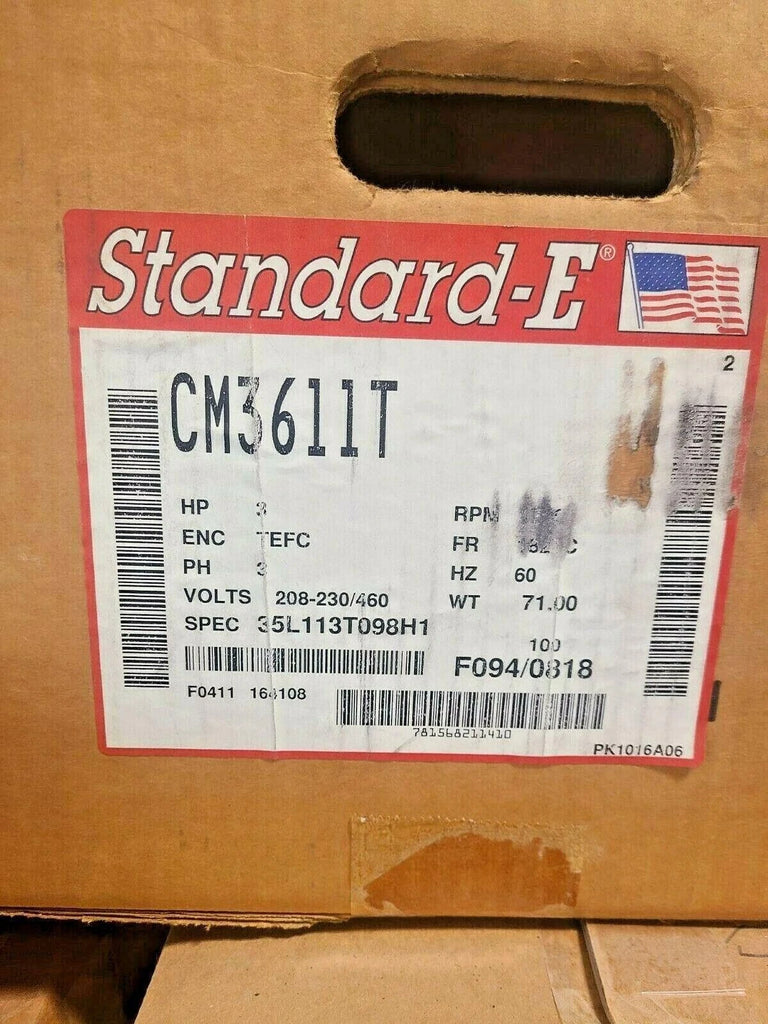 Baldor Motor 3 HP 208-230/460 VAC CM3611T 3ph Ac NEW
