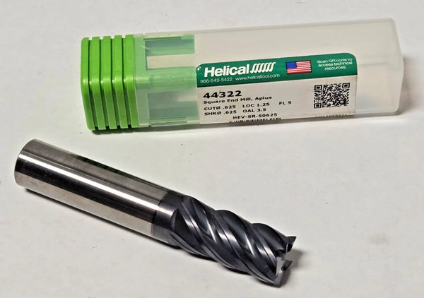 Helical Tool 44322 5 Flute Carbide End Mill 5/8" x 1-1/4" LOC x 3-1/2" OAL
