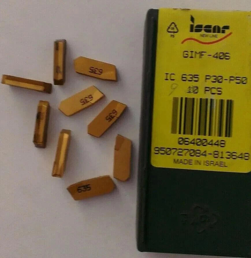 9 Pcs Iscar GIMF 406 IC 635 P30-50 Carbide Inserts Lathe Grooving Cut Off New