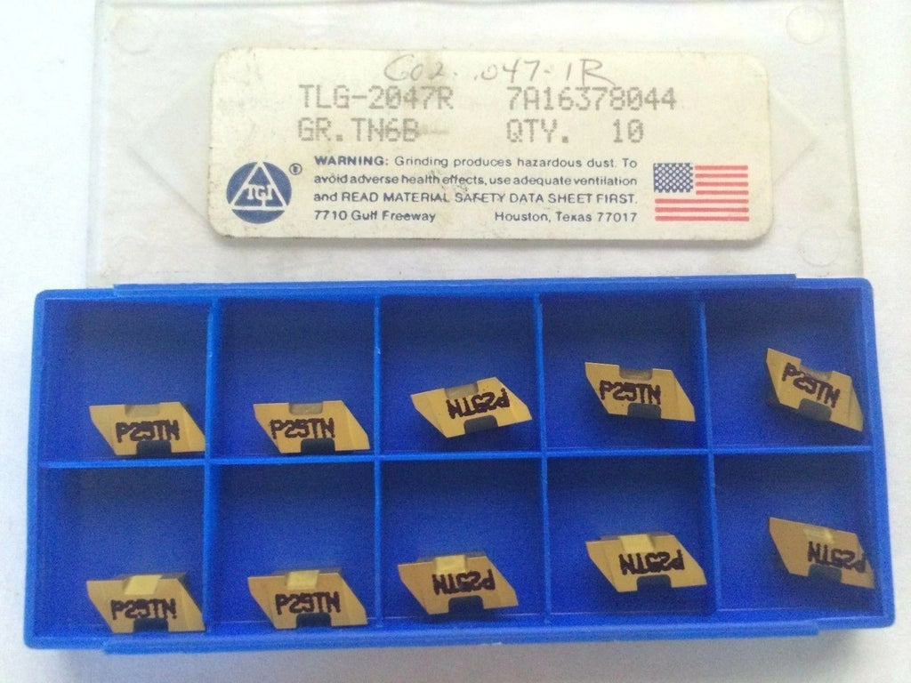 TGI USA Made TLG 2047R TN6B P25TN Lathe Grooving Carbide 10 Inserts Tools Gold
