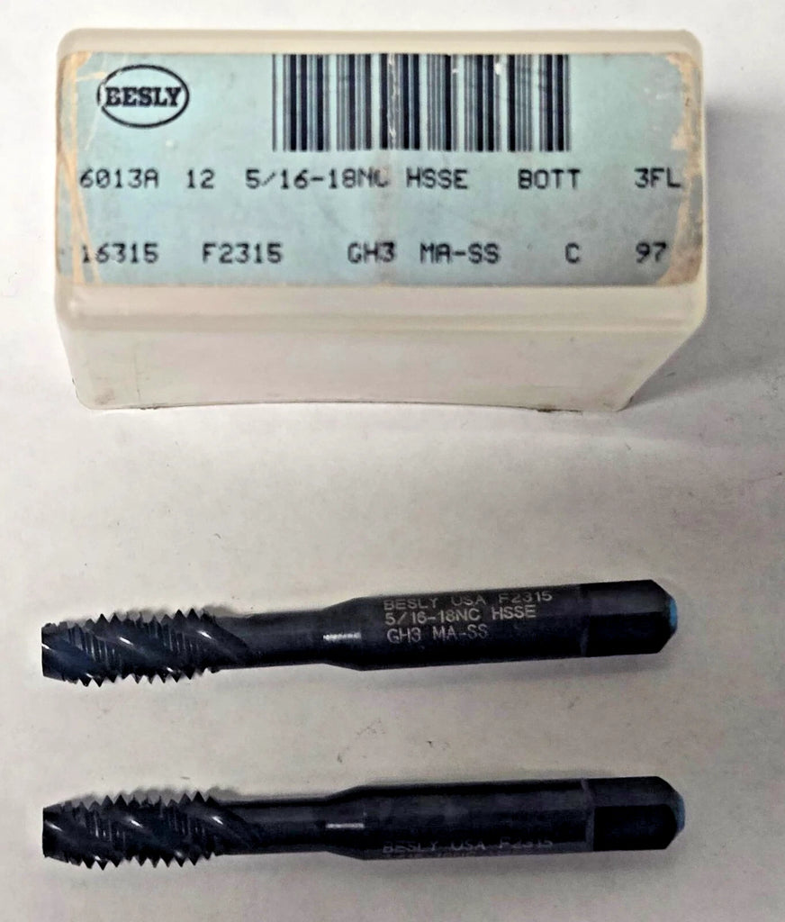 Lot of 2 Besly Tap 5/16 - 18 NC HSSE GH3 Bott 3 FL Brand New USA Made