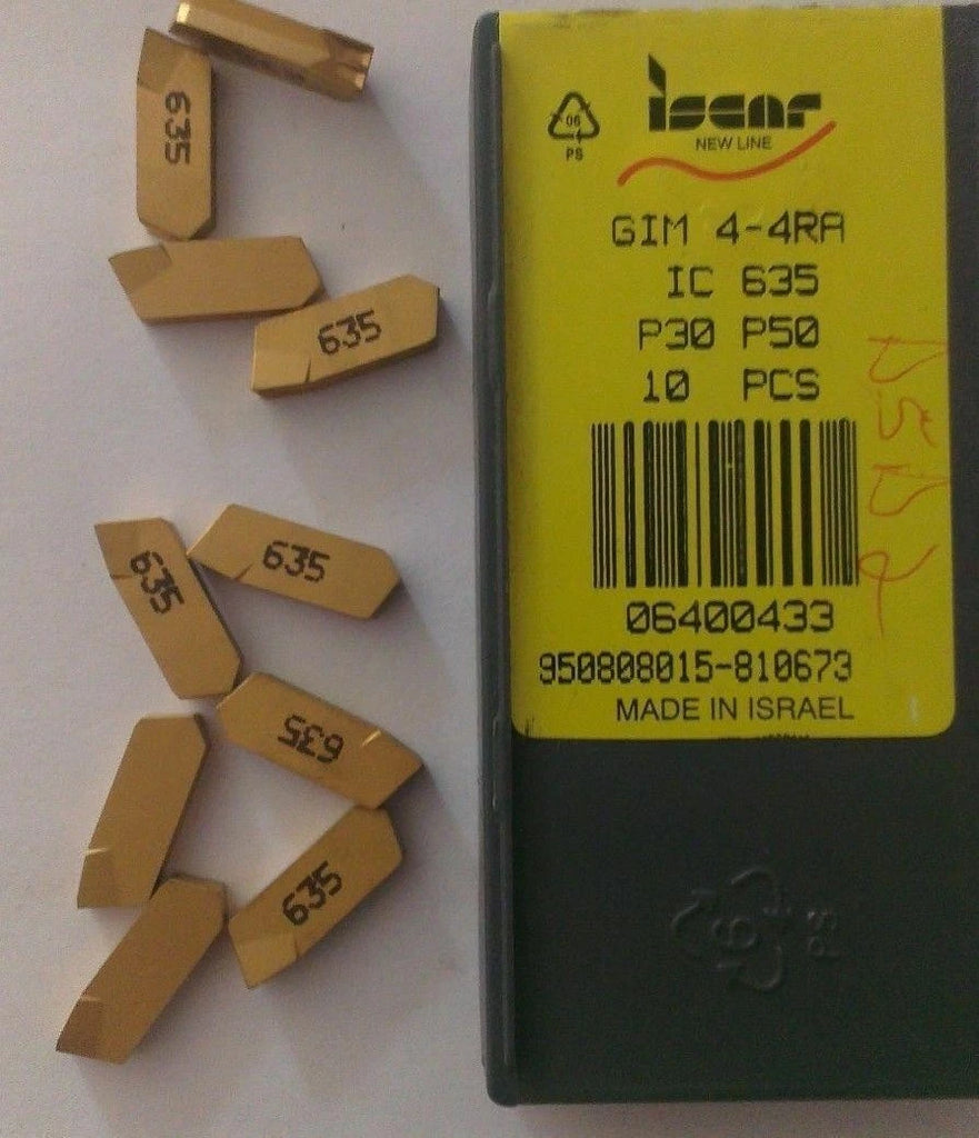 ISCAR GIM 4 4RA IC 635 Carbide 10 Inserts Grooving Self Grip Cut Off Lathe Gold