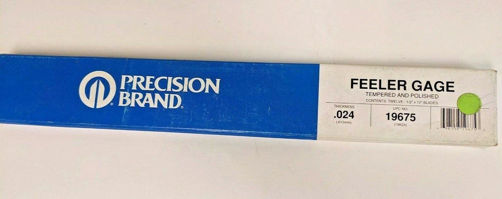 Precision Brand Feeler Gage 19675 .024 Thickness Qty 12 New in Box Free Shipping