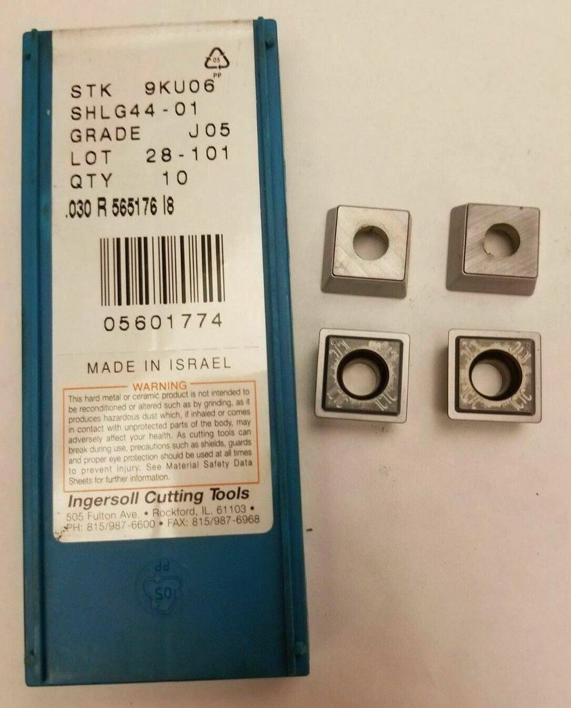 4 Pcs Ingersoll Cutting Tools STK 9KU06 SHLG44-01 J05 Mill Carbide Inserts
