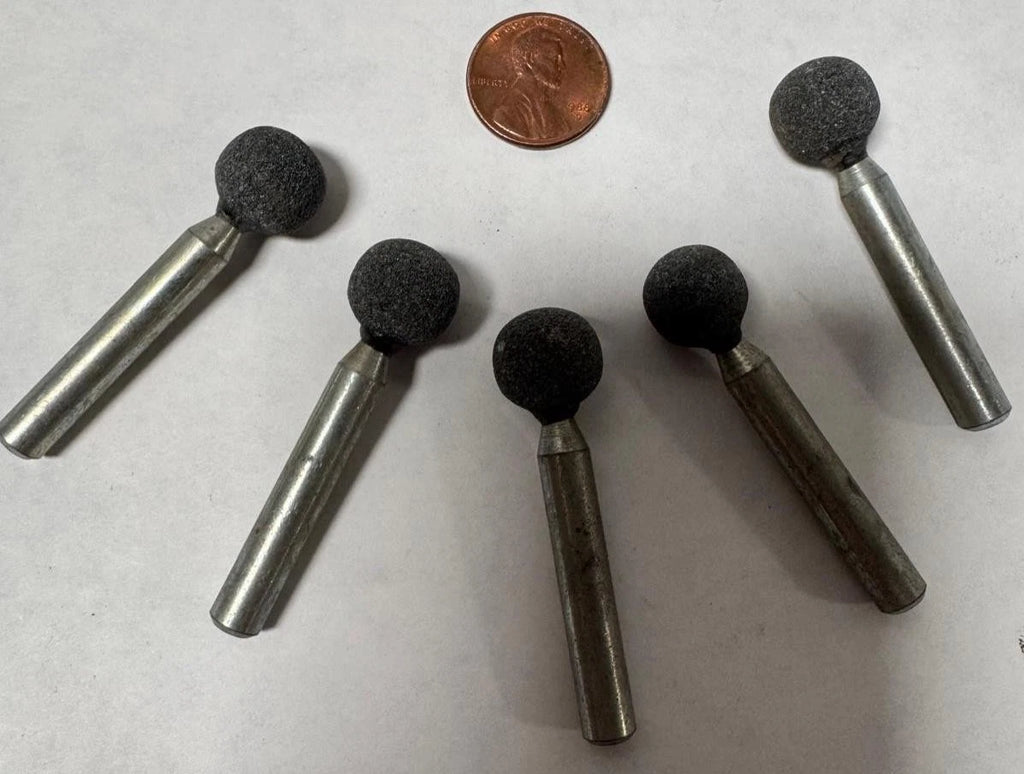 Lot of 5 Ball Abrasive Ball Stone Mount Buffing Grinding 1/4" Shank 1/2" Dia