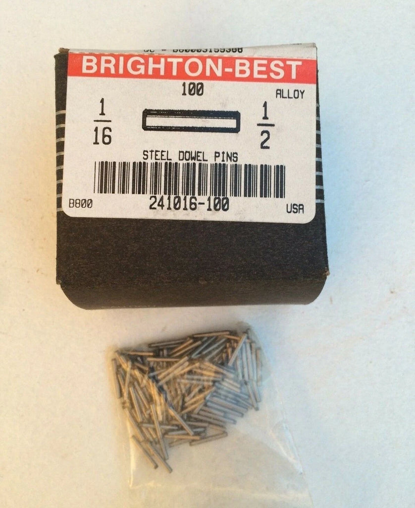 Lot of 100 Pcs Brighton Best Steel Dowel Pins 1/16 x 1/2 New USA