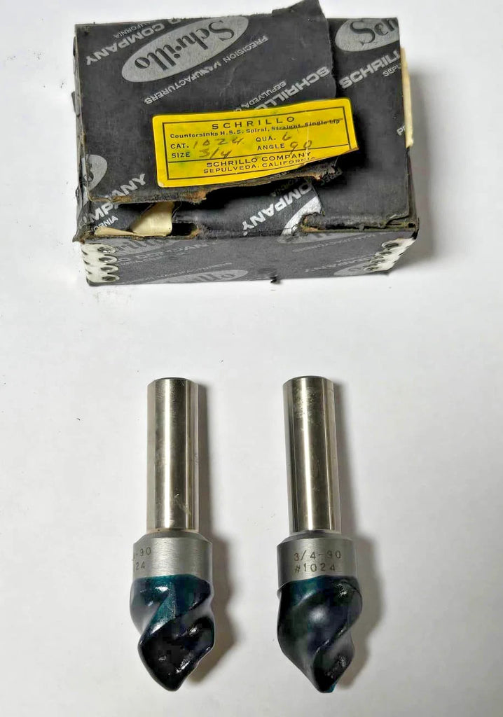 Schrillo 3/4" High Speed Steel Countersink 90 Degree #1024 USA Lot of 2