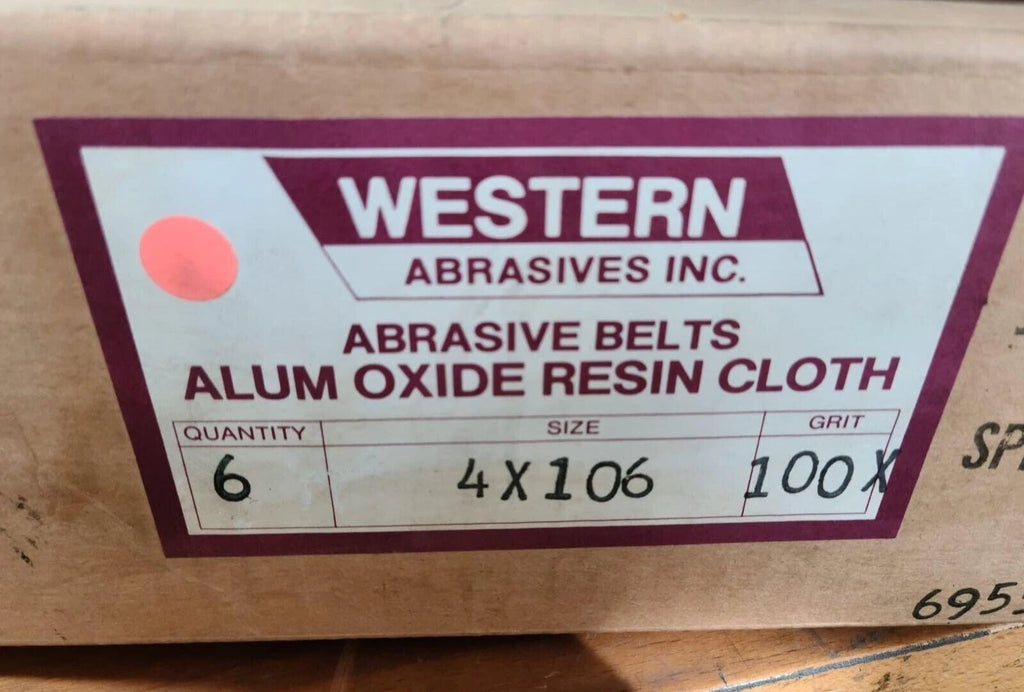 6 Western Abrasive Sanding Belt 4" x 106" Size 100X Grit ALUM OXIDE RESIN CLOTH