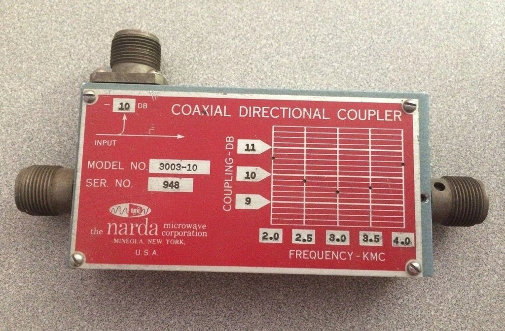NARDA 3003-10 Coaxial Directional Coupler 2.0 to 4.0 GHz 10 DB Coupling