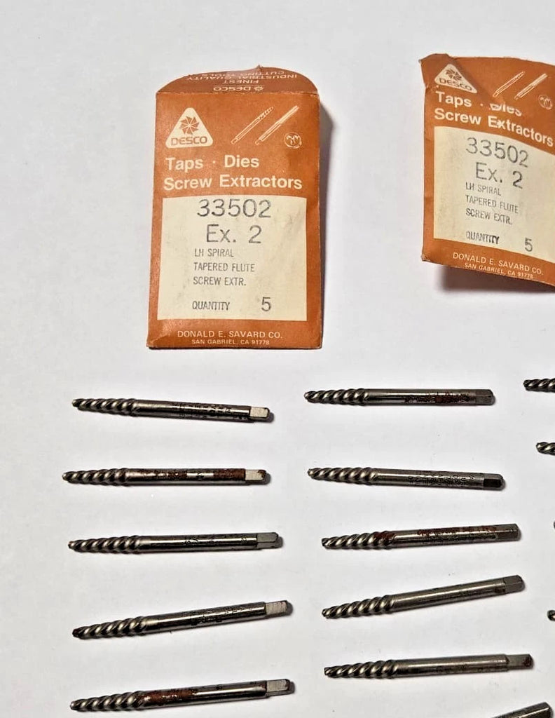 10 Pcs 33502 LH Spiral TAPERED FLUTE SCREW Extractor Ex-2 Tap Die Extraction
