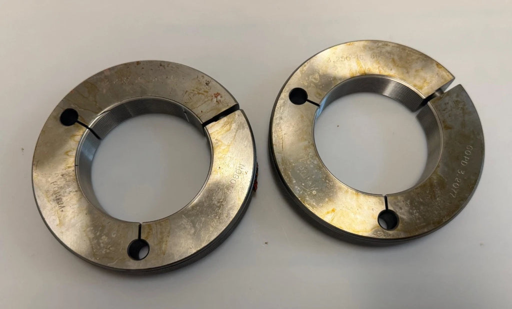 3.250-16 UN-2A GO & NO GO PONAM Thread Ring Gage P.D. 3.2077 & 3.2021 Gages Set